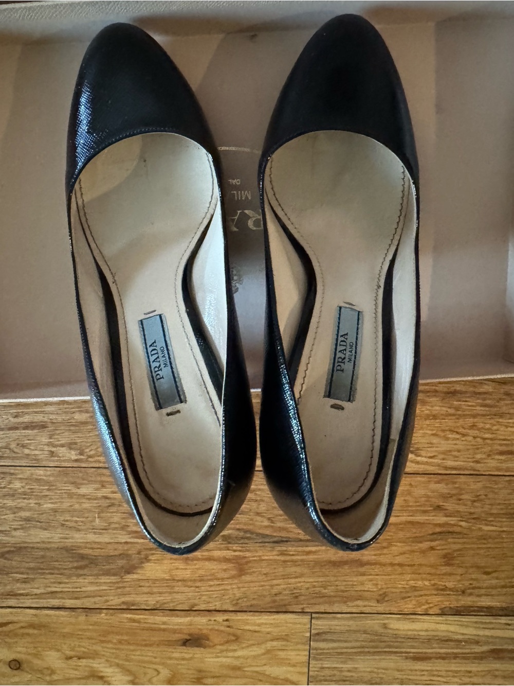 Prada Black Pointed-Toe Leather Flats